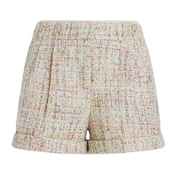 Express Pants - Tweed High Waisted Shorts Cream Women's 10 Chanel Inspired Parisian Vacation NWT